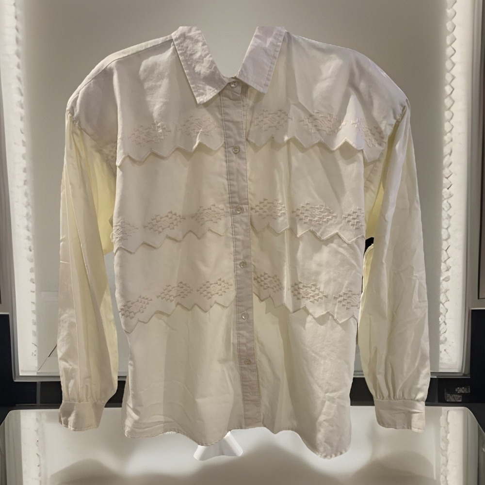 Vtg Roper Western Shirt Women's Med Embroidered Tiered Shoulder Pads Made In US - Picture 1 of 9